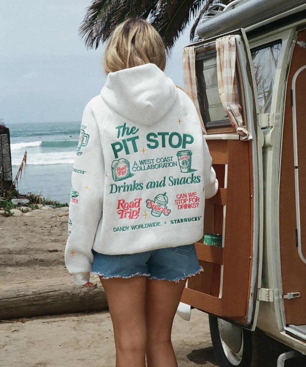DANDY + STARBUCKS "Pit Stop" XL Size Hoodie in Heather Grey